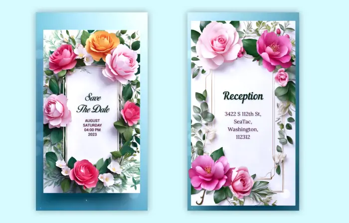 Modern Floral 3D Marriage E-Invite Instagram Story